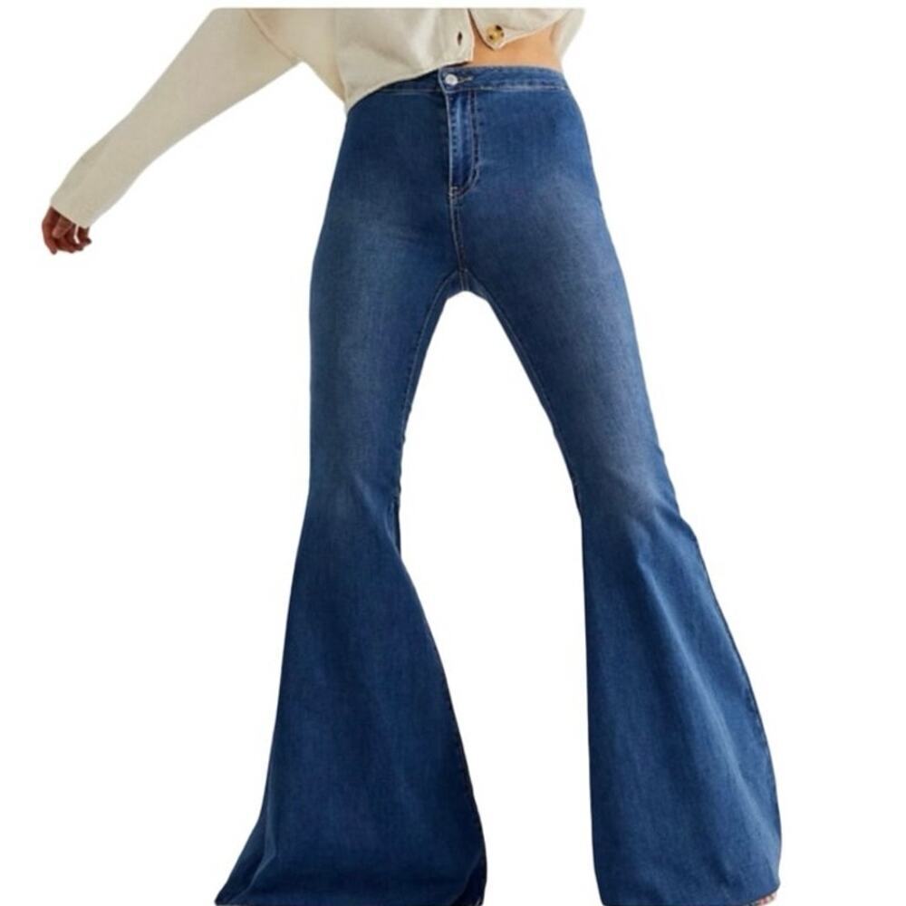 We The Free Women’s Just Float On Flare Jeans Jericho Blue Size 28
